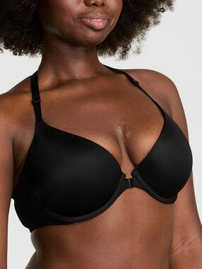 PINK by Victoria Secret Eveywhere Push-up Front Closure T-Strap Bra Black 34D